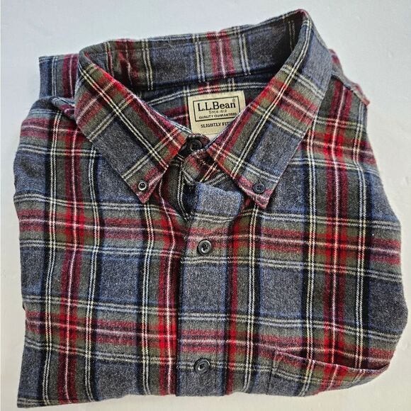 NWOT L.L. Bean Scotch Plaid Soft Flannel Long Sleeve Button Down Shirt L - Tall - Picture 8 of 8